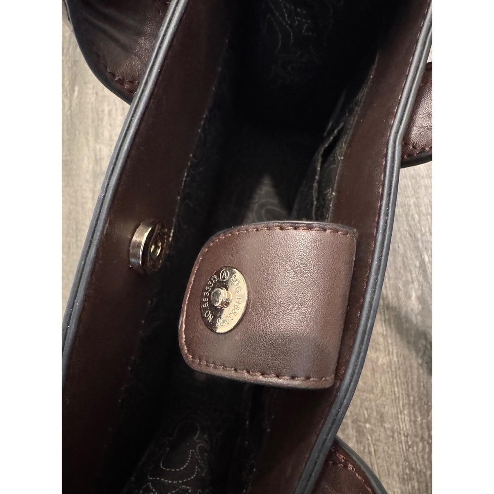 True Religion Modern Edge Medium Tote Bag Brown‎ Gold Horseshoe Handbag Espresso - Picture 3 of 5